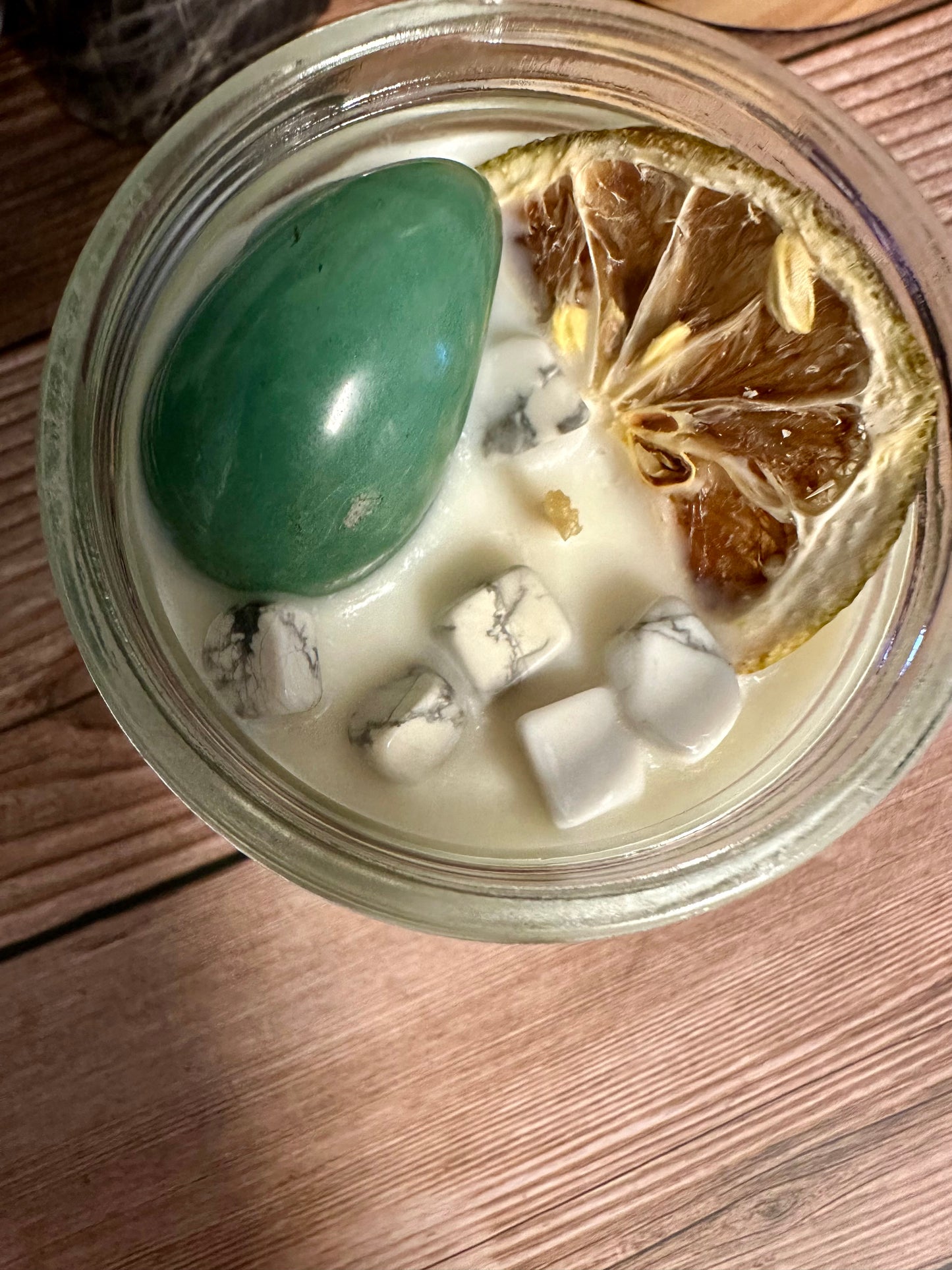 Midnight Margaritas | Lime Coconut Pineapple | Green Aventurine + Howlite | Reiki Crystal Candle